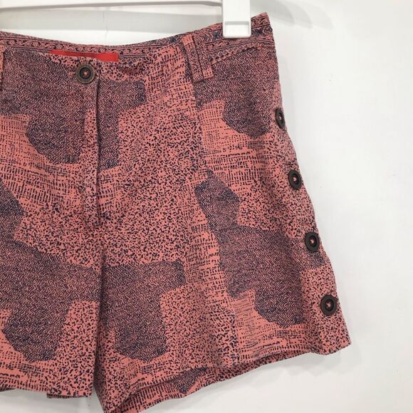 Anthropologie Cartonnier Island Hopper Peach Navy Speckle Button Side Shorts - Picture 5 of 16